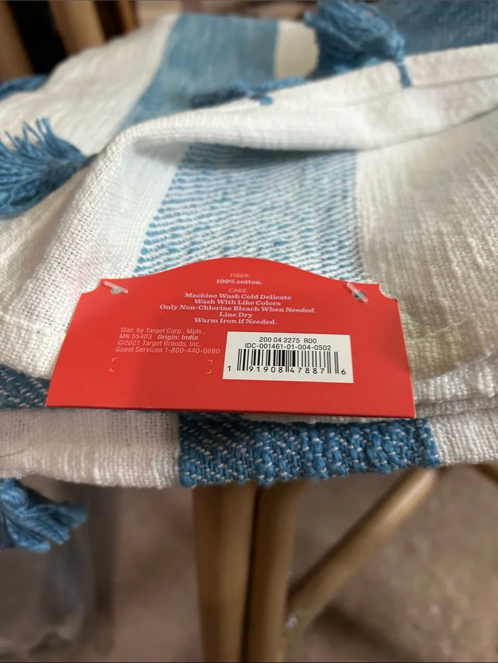 Opalhouse Jungalow RARE Set of 8 Blue/White Striped Woven Placemat with Fringe